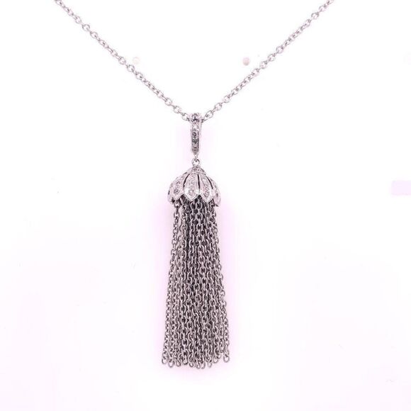Diamond Tassel Pendant Chain Necklace 18k Gold 0.15 TCW Certified $3,950 111311 - Picture 2 of 10